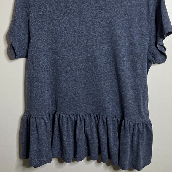 the GREAT Ruffled Peplum Tee Spacedye Blue Short Sleeve Top Size 2 Medium - Picture 5 of 5